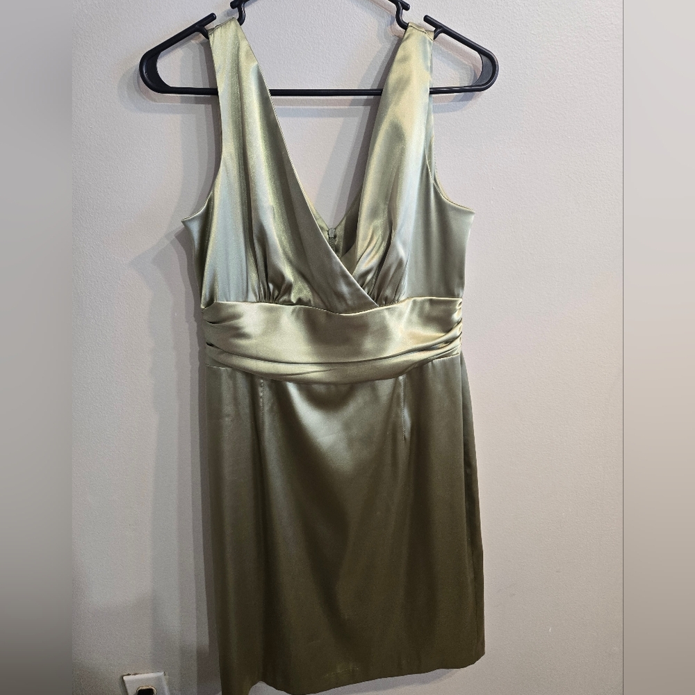 Eliza J New York Satin Midi Dress in Olive Green